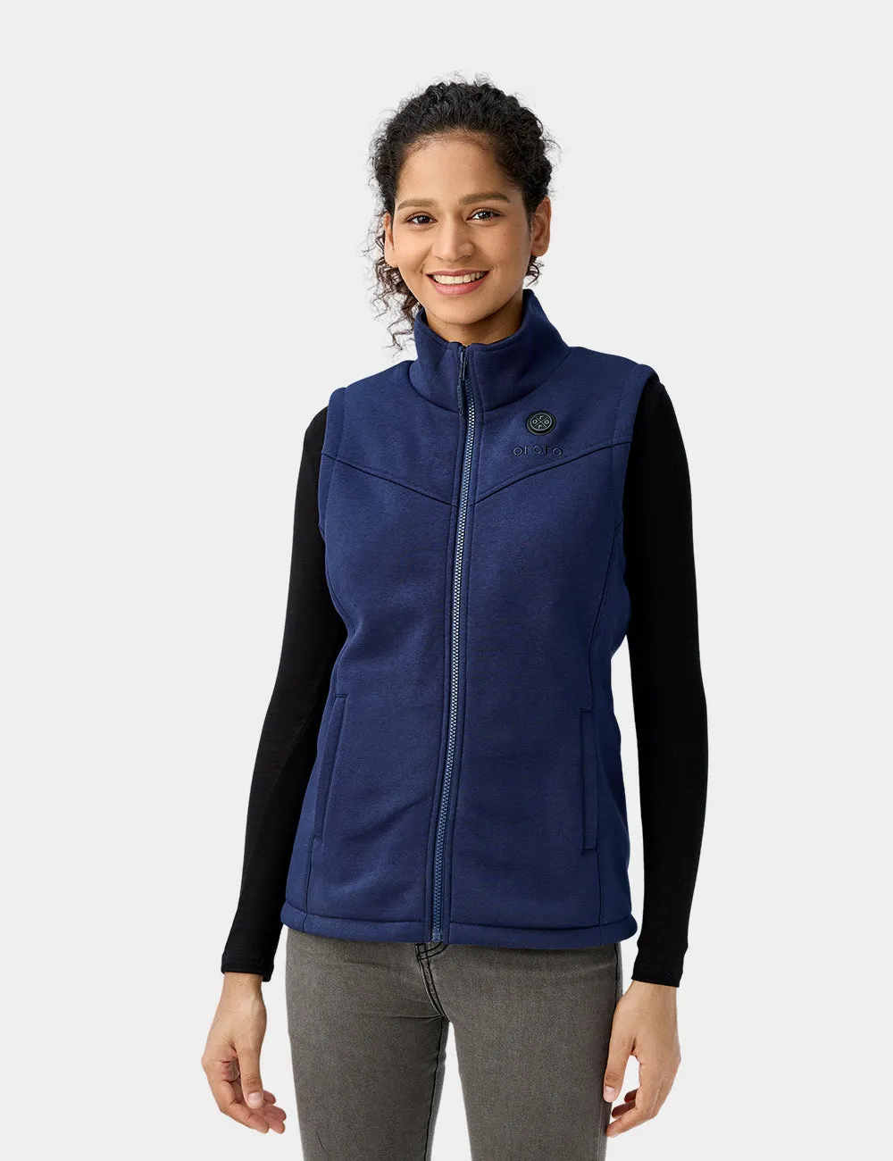 Women's Heated Fleece Vest - Red / Blue