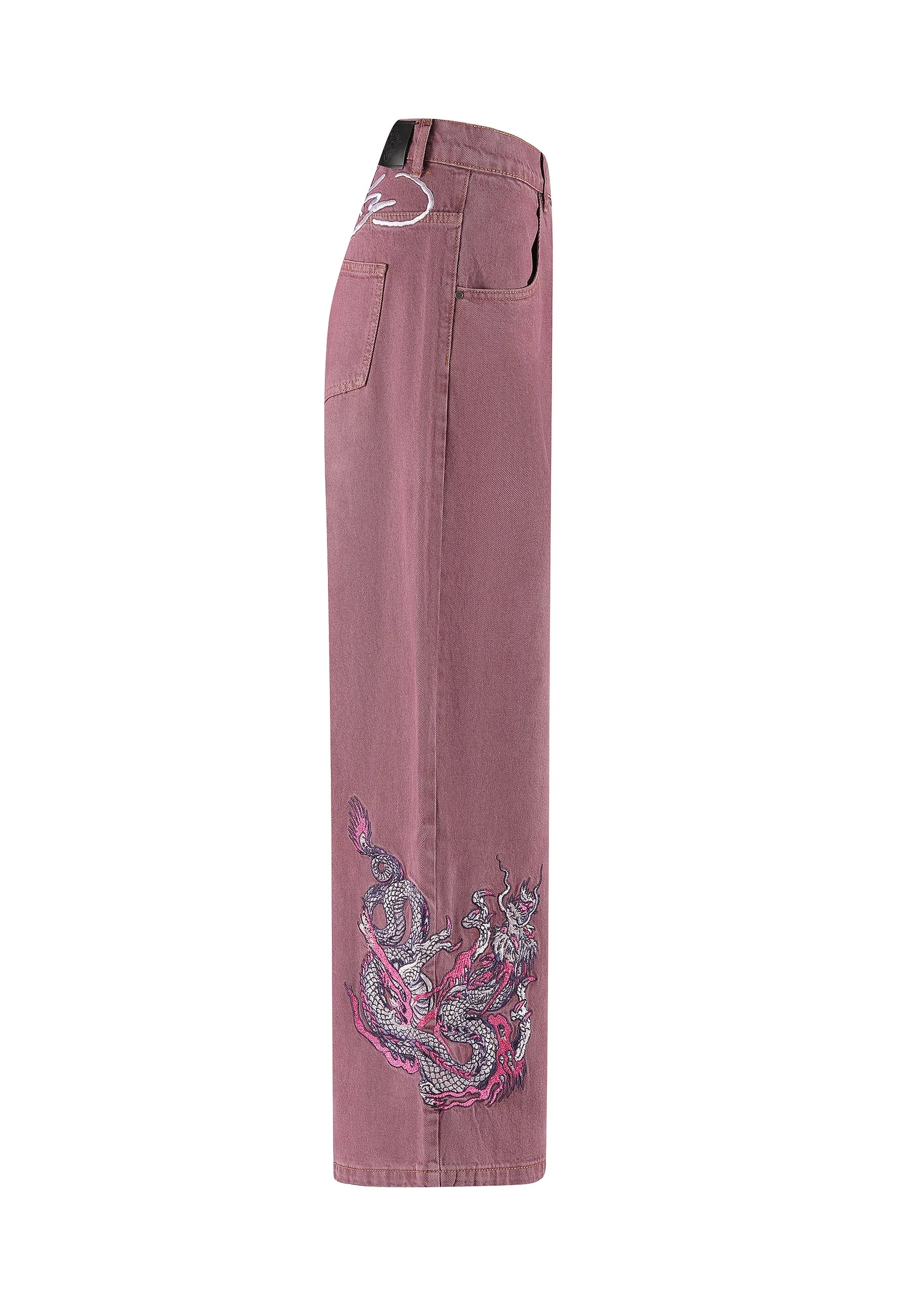 Womens Twisted Dragon Xtra Oversized Denim Trousers Jeans - Purple