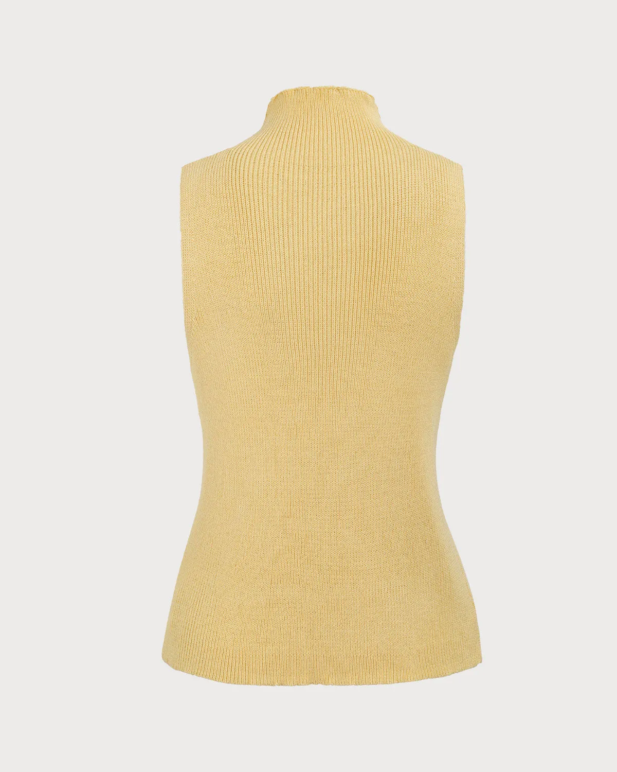 Women's Yellow Mock Neck Ribbed Knit Tank