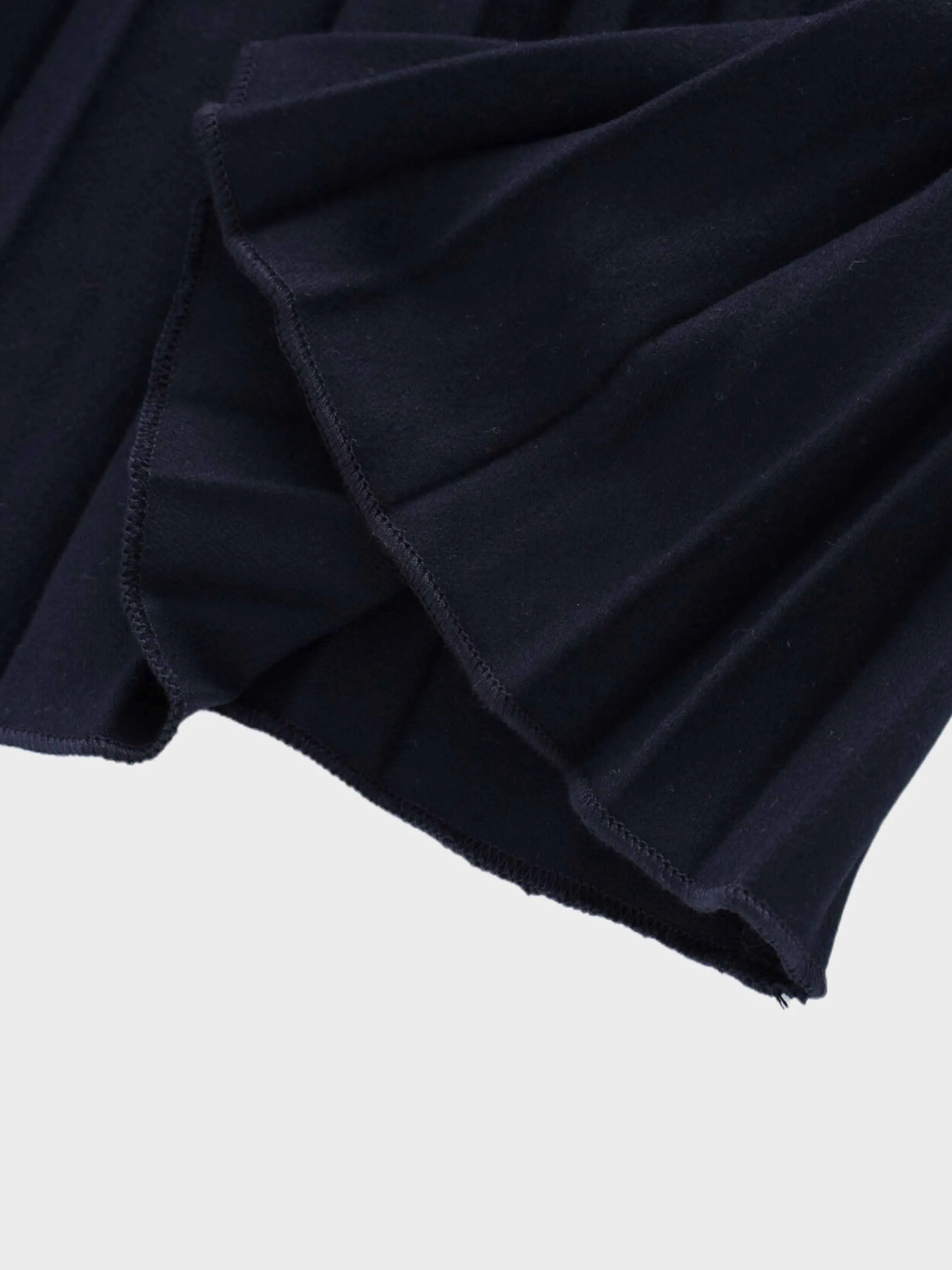 Wool Blend Pleated Skirt-Navy